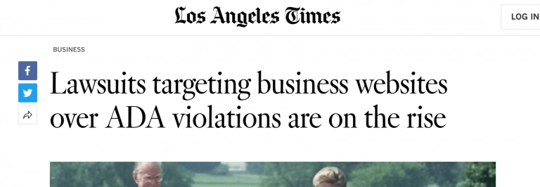 LA Times Business headline Lawsuits over ADA violations on the rise 
